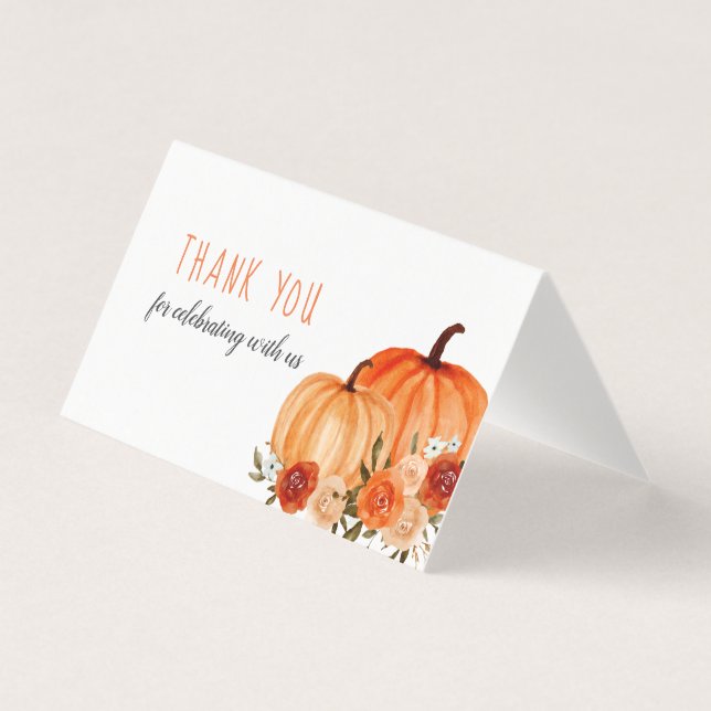Wasserfarben Pumpkin Orange Floral Baby Dusche (Vorderseite)