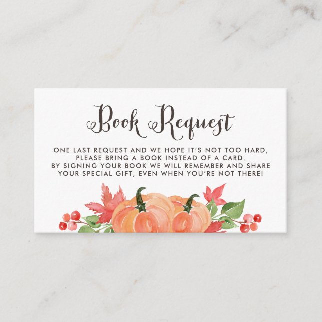 Wasserfarben Pumpkins Autumn Book Request Card Begleitkarte (Vorderseite)