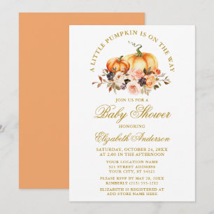Wasserfarben Pumpkins Herbst Floral Gold Baby Dusc Einladung