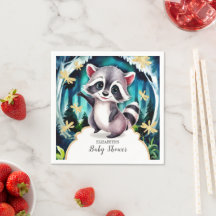 Wasserfarben Raccoon Babydusche