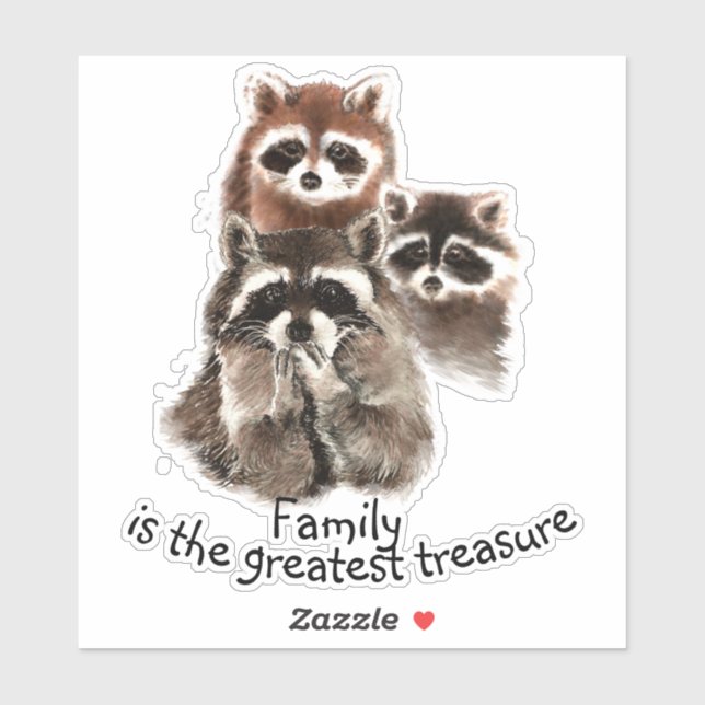 Wasserfarben-Raccoon-Familienangebot Tierischer In Aufkleber (Blatt)