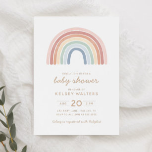 Wasserfarben-Regenbogen-Gender Neutral-Baby-Dusche Einladung