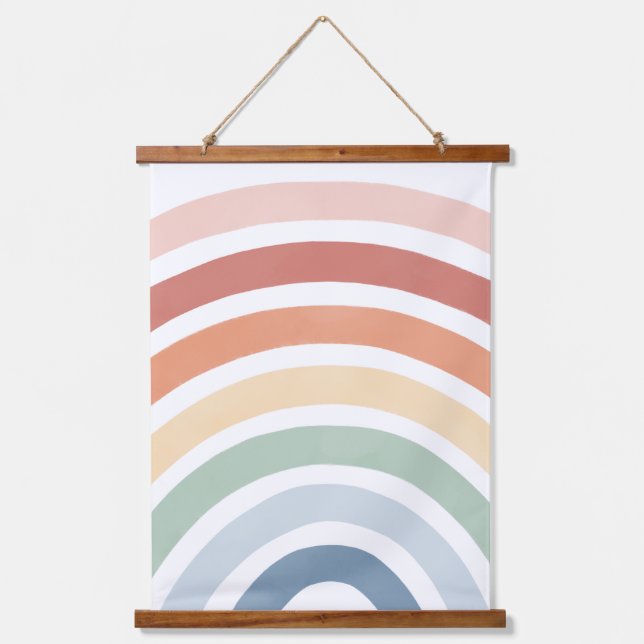 Wasserfarben-Regenbogen-Kinderzimmer Wandteppich Mit Holzrahmen (Vorderseite)