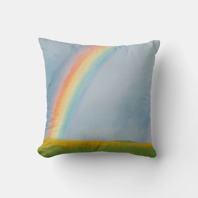 Wasserfarben Regenbogen Kissen (Vorderseite)