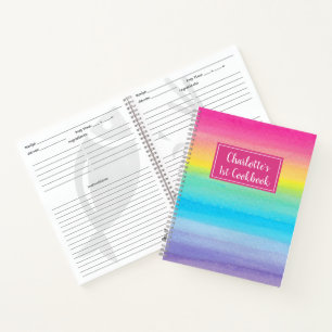Wasserfarben Regenbogen Mädchen Kinder Kochbuch R Notizbuch