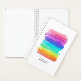 Wasserfarben-Regenbogen Pinselstriche Künstlername Notizbuch