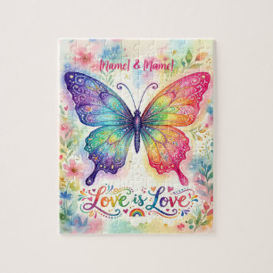 Wasserfarben-Regenbogen-Schmetterling "Liebe ist L