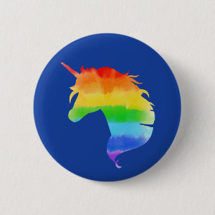 Wasserfarben-Regenbogen-Unicorn Button
