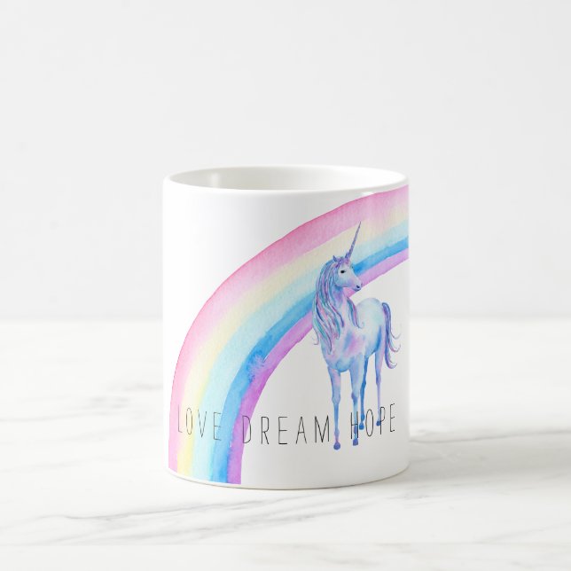 Wasserfarben-Regenbogen-Unicorn Kaffeetasse (Mittel)