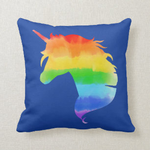 Wasserfarben-Regenbogen-Unicorn Kissen