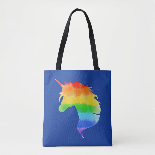 Wasserfarben-Regenbogen-Unicorn Tasche (Vorderseite)