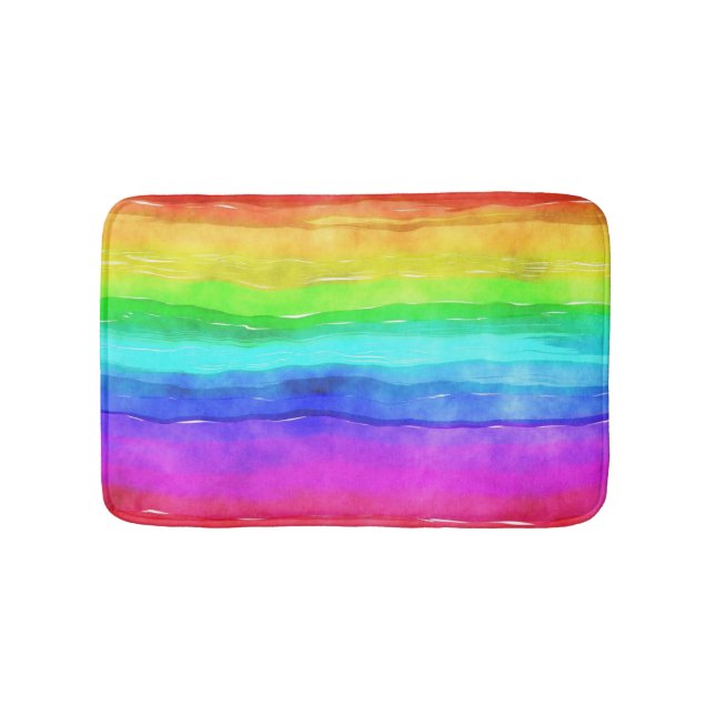 Wasserfarben Regenbogenstreifen Badematte (Vorderseite)