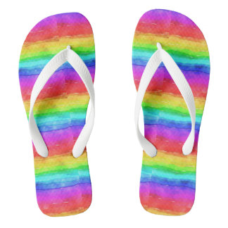 Wasserfarben Regenbogenstreifen Design Flip Flops
