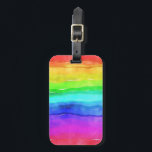 Wasserfarben Regenbogenstreifen Gepäckanhänger<br><div class="desc">Helle und farbenfrohe mehrfarbige,  waagerechte Streifen in Aquarellfarben,  großartiger Hintergrund,  um mit eigenen Texten oder Bildern individuell zu gestalten oder als fröhliches Design behalten.</div>