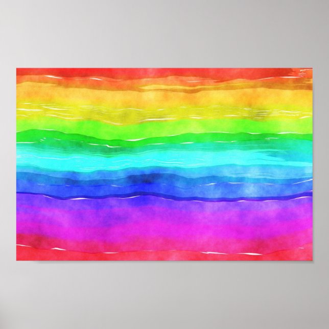 Wasserfarben Regenbogenstreifen Poster (Vorne)