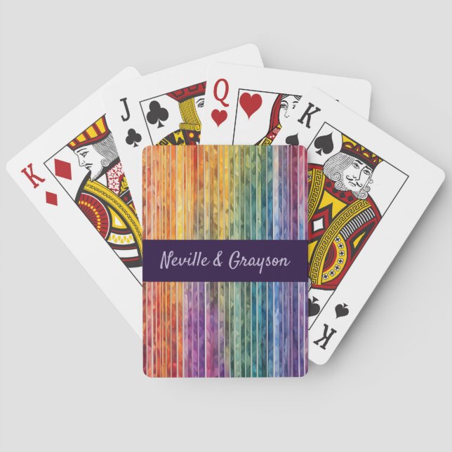 Wasserfarben Regenbogenstreifen Spielkarten (Rückseite)