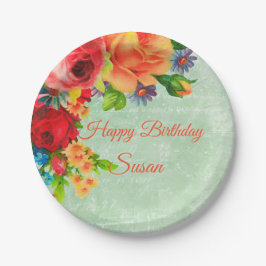 Wasserfarben Retro Gartenauswahl Pappteller