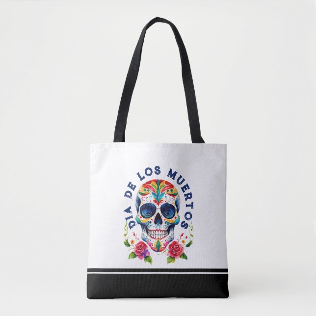 Wasserfarben Retro-Zuckerschädel Tasche (Vorderseite)
