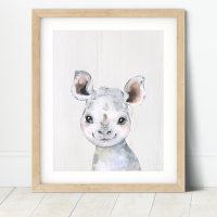 Wasserfarben-Rhino-Safari-Kinderzimmer-Kunst druck