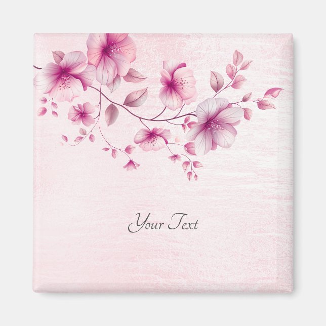 Wasserfarben-Rosa-Blumen-Magnet Magnet (Vorne)