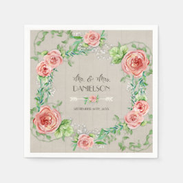 Wasserfarben Rosa Blumenkraut Rustikales Elegantes Serviette