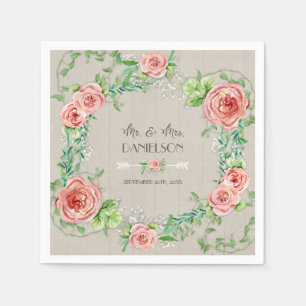 Wasserfarben Rosa Blumenkraut Rustikales Elegantes Serviette