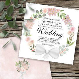 Wasserfarben Rosa Blumenreath Elegante Hochzeit Einladung