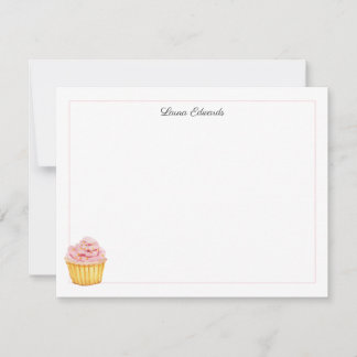 Wasserfarben-Rosa-Cupcake-Personalisiert Mitteilungskarte