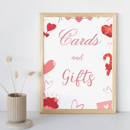 Wasserfarben Rosa Herz Valentine Karte & Geschenke Poster