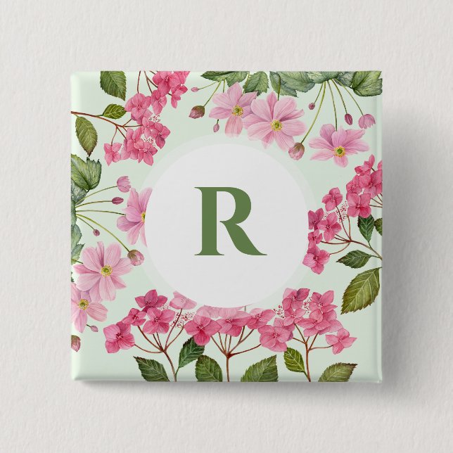 Wasserfarben-Rosa-Hydrangea und japanisches Anemon Button (Vorderseite)