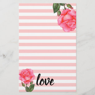 Wasserfarben Rosa Rosa Rose Kunstvoll wandern Briefpapier