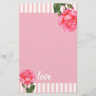 Wasserfarben Rosa Rosa Rose Kunstvoll wandern Briefpapier