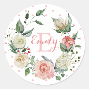 Wasserfarben Rosa Rose Baby Girl Runder Aufkleber