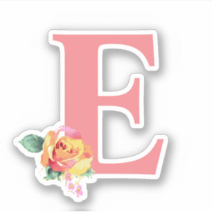 Wasserfarben-Rose Blühe Blumenbrief Initial Aufkleber