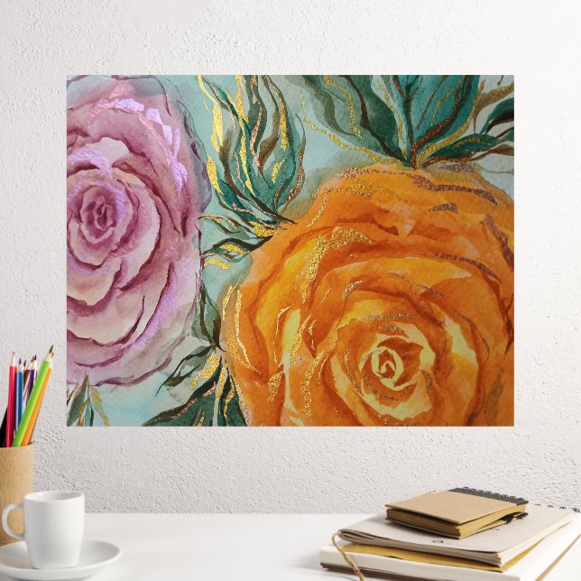Wasserfarben-Rose Foliendrucke (In Situ (Schreibtisch 2))
