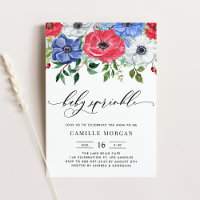 Wasserfarben Rot, Weiß und Blau Anemone Baby Sprin