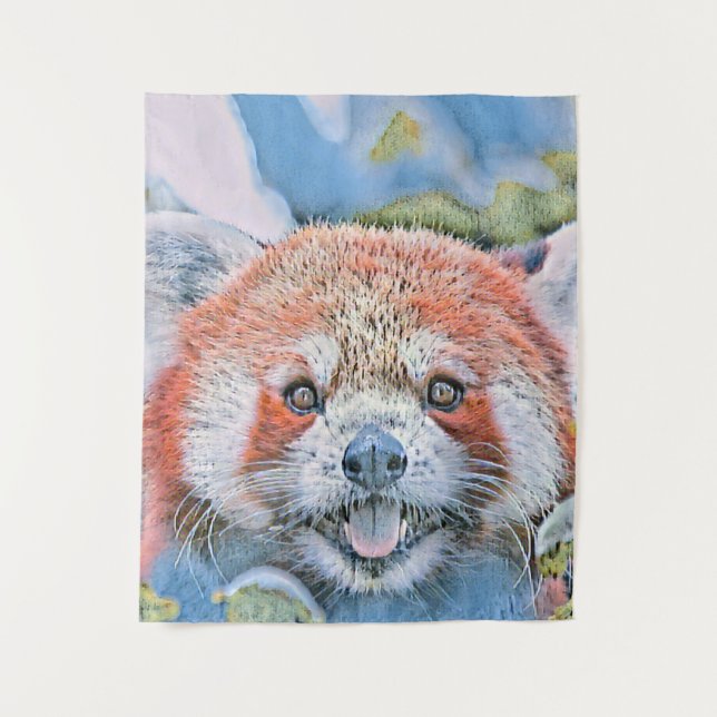 Wasserfarben - Roter Panda Wandteppich (Vorderseite)