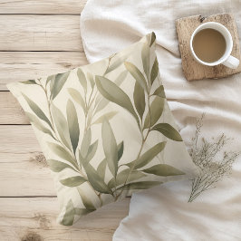 Wasserfarben Rustikale Olivenzweige Kissen