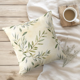 Wasserfarben Rustikale Olivenzweige Kissen