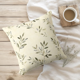 Wasserfarben Rustikale Olivenzweige Kissen