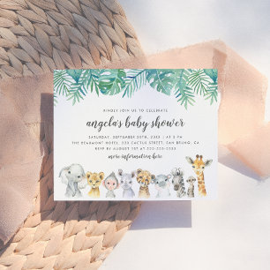 Wasserfarben-Safari-Tiere Moderne Babyparty Einladungspostkarte