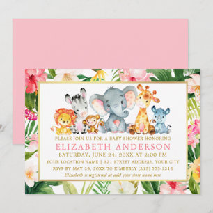 Wasserfarben Safari Tiere Tropical Baby Dusche Einladung