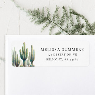 Wasserfarben-Saguaro-Kaktus-Rücksendeetikett