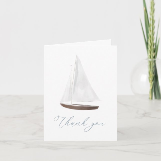 Wasserfarben Sailboat Babydusche Dankeskarte (Vorderseite)