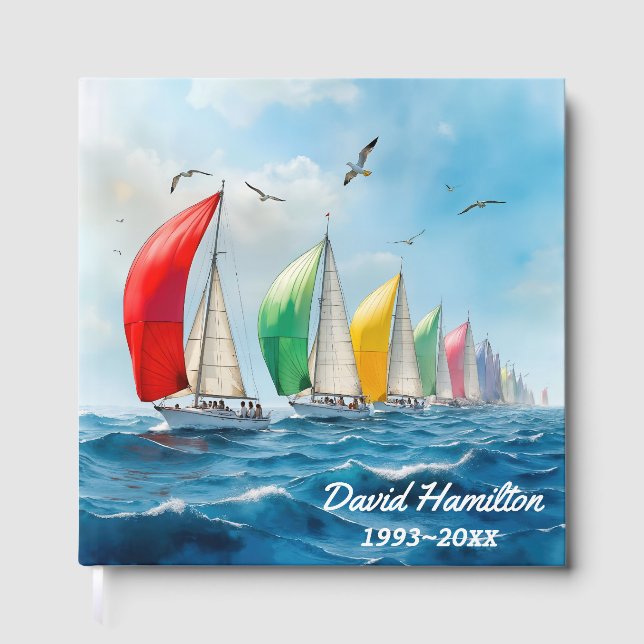 Wasserfarben-Sailboat-Regatta für den Gedächtnisdi Gästebuch (Vorderseite)