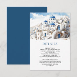 Wasserfarben Santorin Griechenland Hochzeitsdetail Begleitkarte