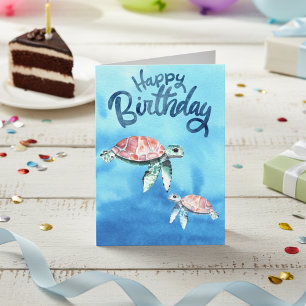 Wasserfarben-Schildkröten Alles Gute zum Geburtsta Karte