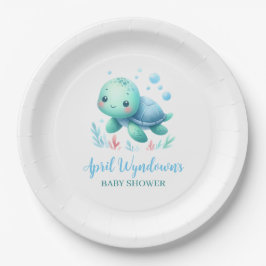 Wasserfarben-Schildkrötendusche Pappteller