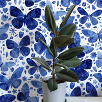 Wasserfarben Schmetterling Blau und Weiß Kunst