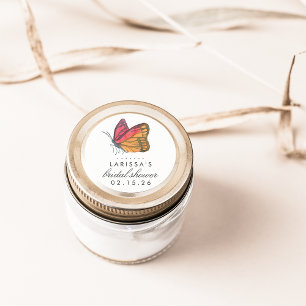 Wasserfarben-Schmetterling-Rotes Brautparty Runder Aufkleber